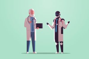 Graphic of two doctors talking