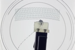 The robodrop tests places dots of antibiotics on a dish.